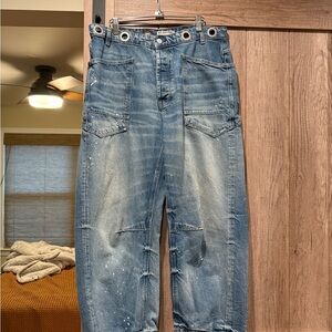 We The Free Women's Blue distressed barrel Jeans